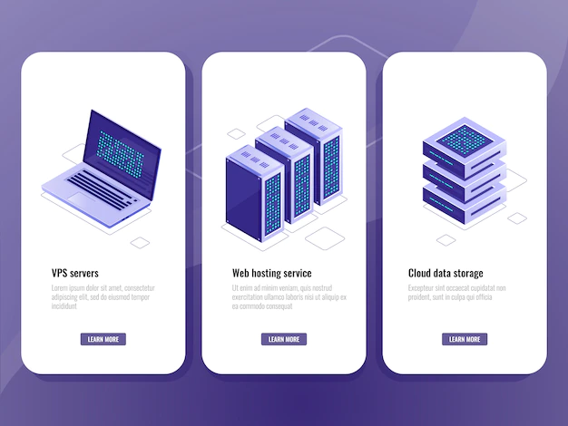 Free Vector | Web hosting service isometric icon, vps server room, data warehouse cloud storage