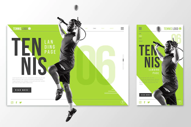Free Vector | Webtemplate landing page for tennis