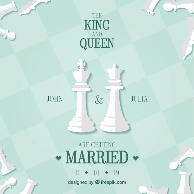 Free Vector | Wedding card with chess pieces