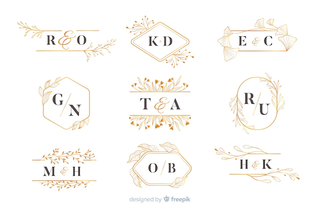 Free Vector | Wedding monogram logo templates collection