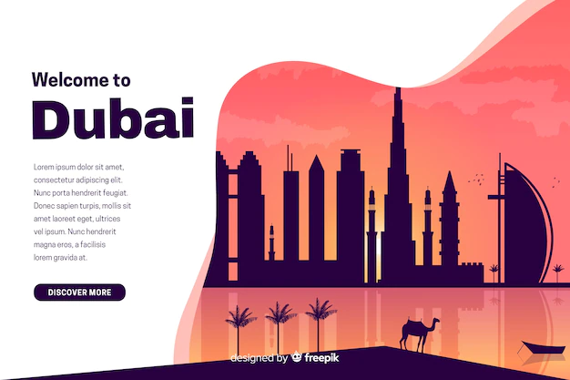 Free Vector | Welcome to dubai landing page with illustrations