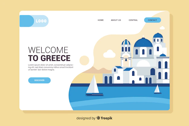 Free Vector | Welcome to greece landing page