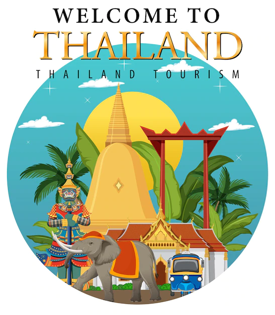Free Vector | Welcome to thailand banner and landmarks