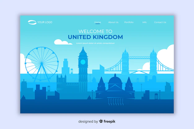 Free Vector | Welcome to united kingdom landing page