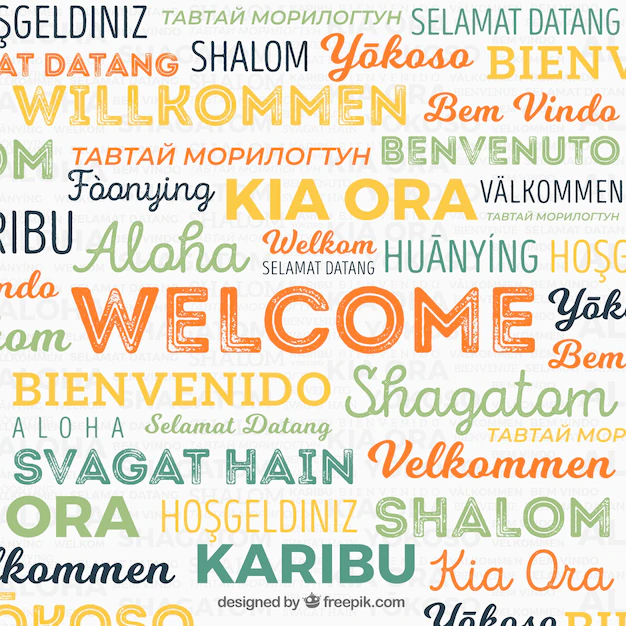 Free Vector | Welcome word composition in different languages