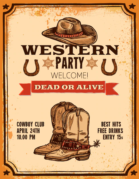 Free Vector | Western hand drawn poster