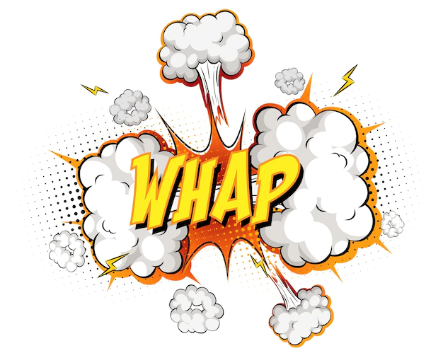 Free Vector | Whap text on comic cloud explosion isolated on white background