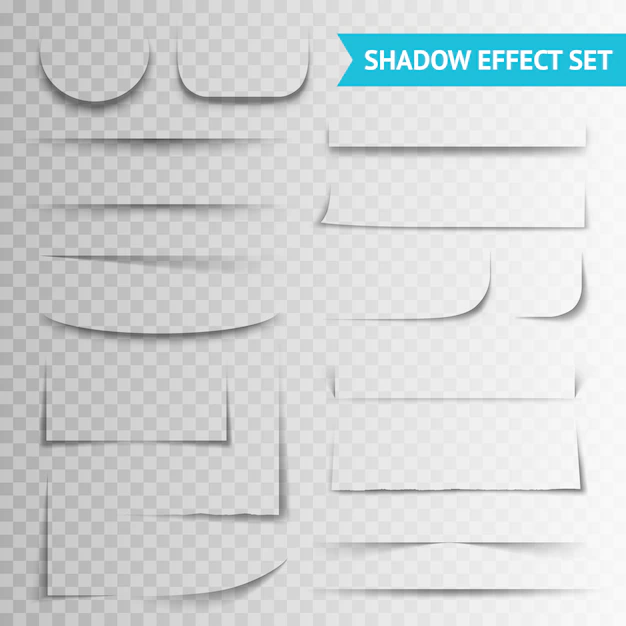 Free Vector | White paper cuts transparent shadow set