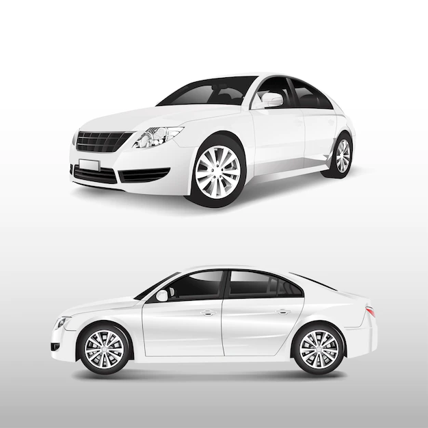 Free Vector | White sedan car isolated on white vector