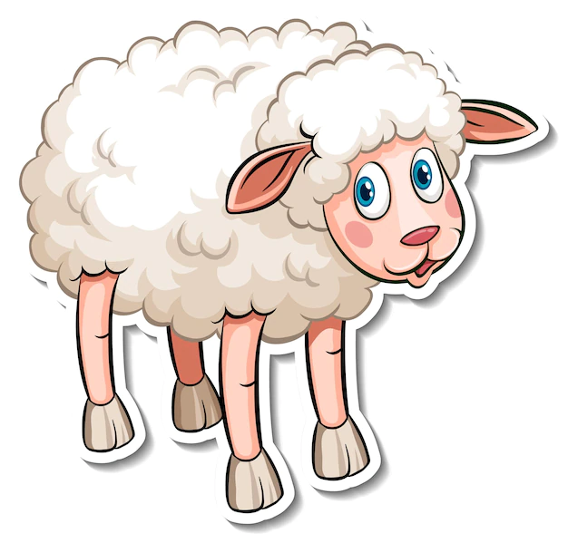Free Vector | White sheep farm animal cartoon sticker