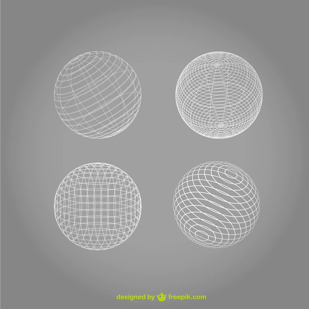 Free Vector | White wireframe spheres