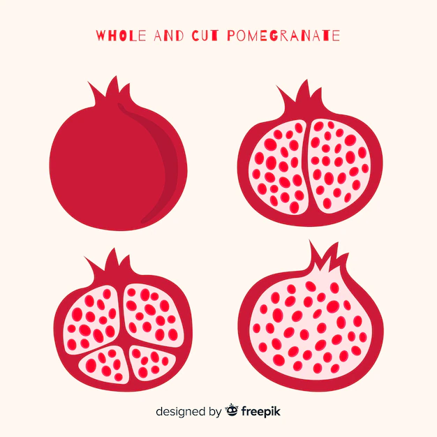 Free Vector | Whole and cut pomegranate