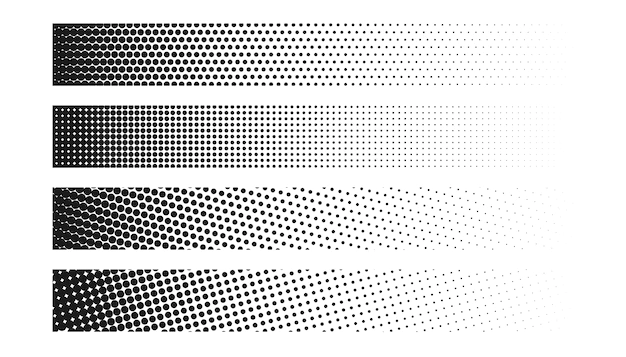 Free Vector | Wide halftone banner set of four