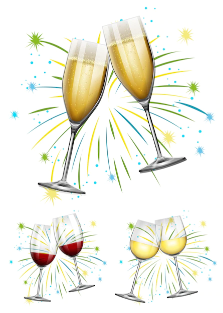 Free Vector | Wine glasses and champagne glasses illustration