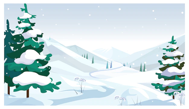 Free Vector | Winter fields with falling snow illustration