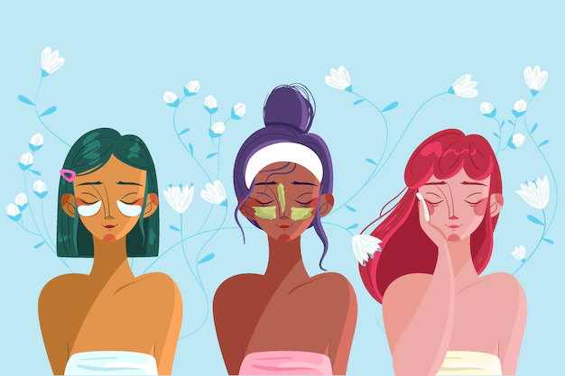 Free Vector | Woman skincare routine illustration collection