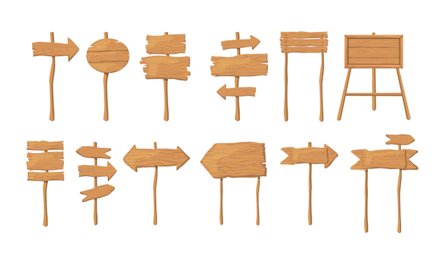 Free Vector | Wood boards on stick flat vector collection