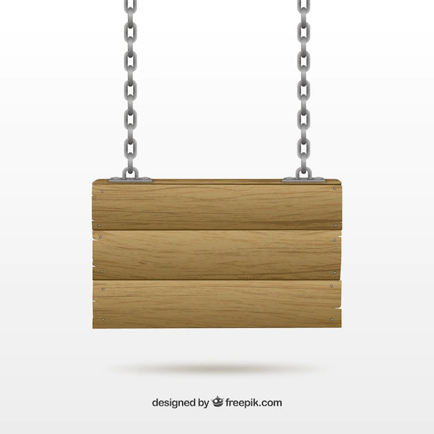 Free Vector | Wood sign hanging on a chain