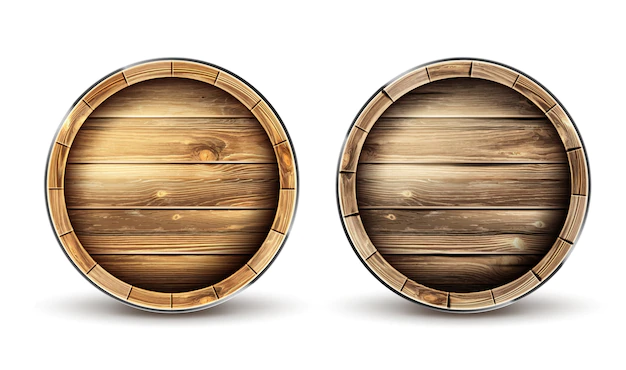 Free Vector | Wooden barrels for wine, beer or whiskey top view