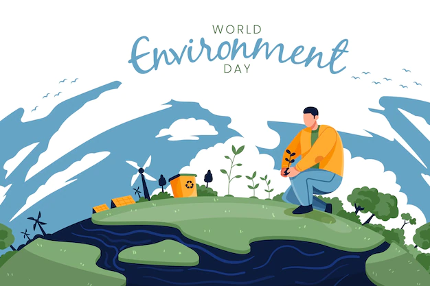 Free Vector | World environment day with man in nature