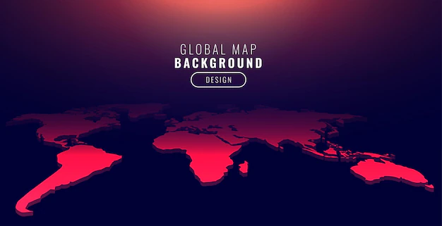 Free Vector | World map in perspective red background