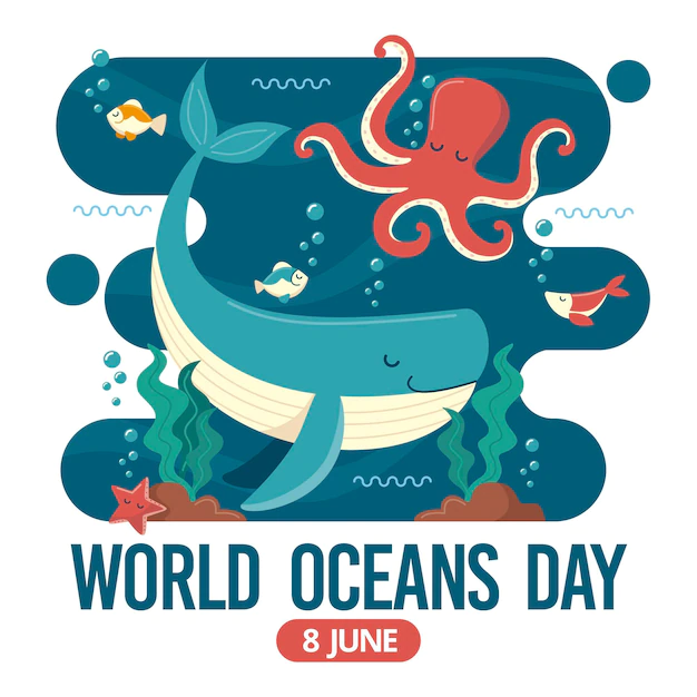 Free Vector | World oceans day with octopus and whale