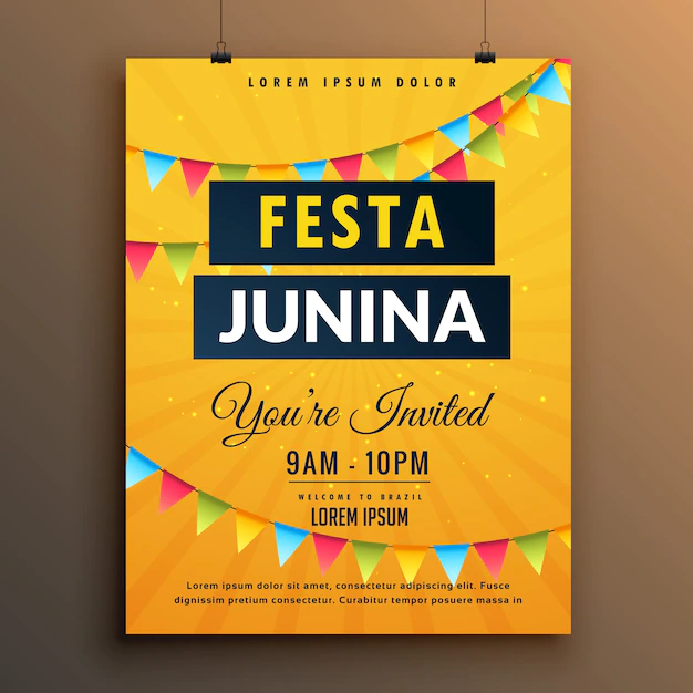 Free Vector | Yellow festa junina poster template