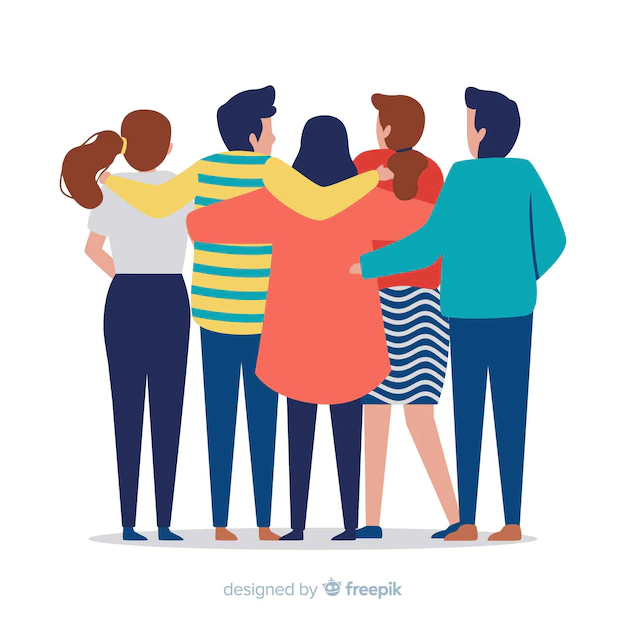 Free Vector | Youth people hugging together background
