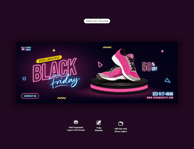 Free PSD | Black friday super sale facebook cover template