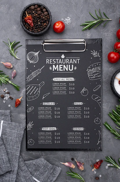 Free PSD | Restaurant menu concept mock-up