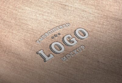 Free PSD | Jeans embroidery mock-up close-up