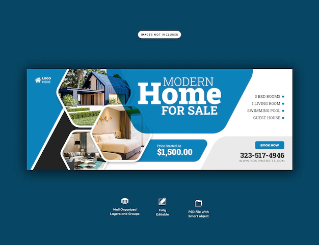 Free PSD | Real estate house property facebook cover banner template