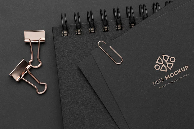 Free PSD | Stationery dark and copper mockup
