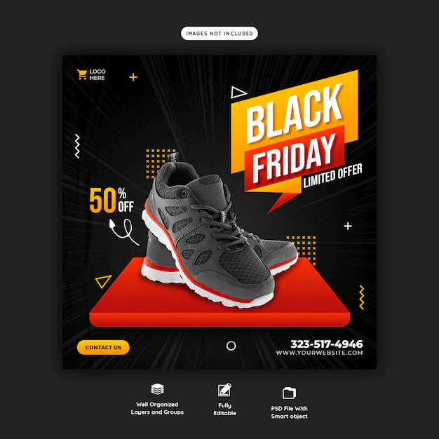 Free PSD | Black friday super sale social media banner template