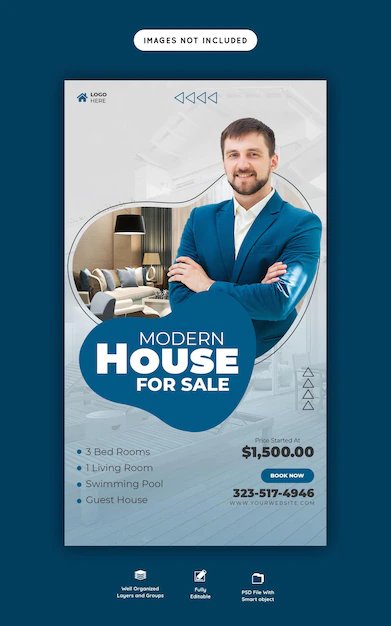 Free PSD | Real estate house property instagram and facebook story template