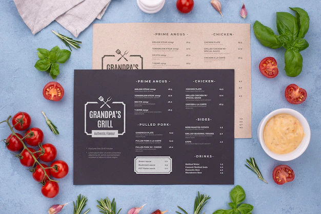 Free PSD | Restaurant menu concept mock-up