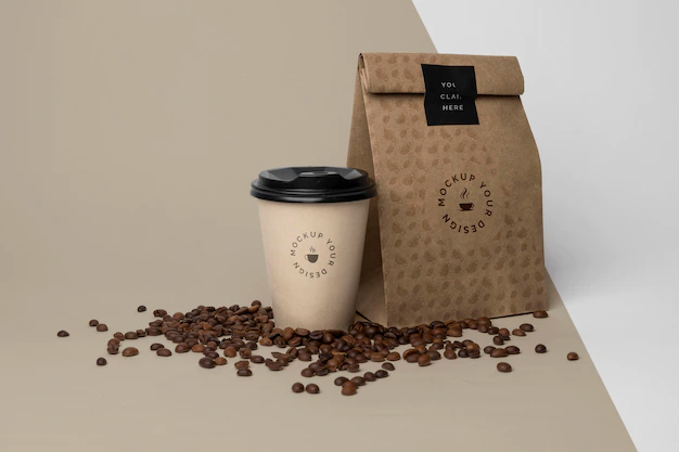 Free PSD | Paper bag with coffee mock up