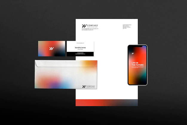 Free PSD | Corporate stationery set mockup psd in gradient modern style