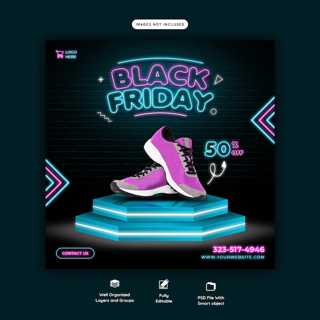 Free PSD | Black friday super sale social media banner template