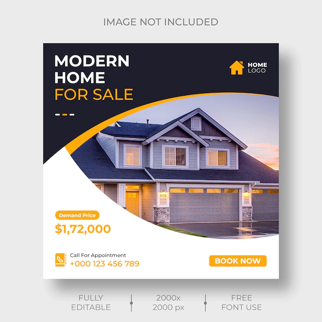 Free PSD | Real estate social media or instagram post banner template