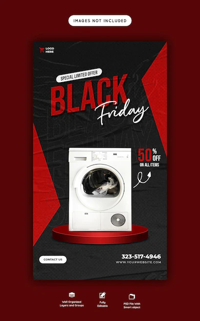 Free PSD | Black friday super sale instagram and facebook story banner template