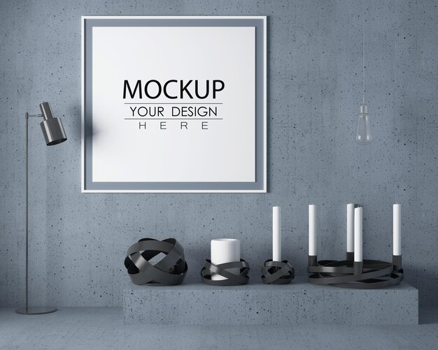 Free PSD | Wall art or picture frame in living room mockup