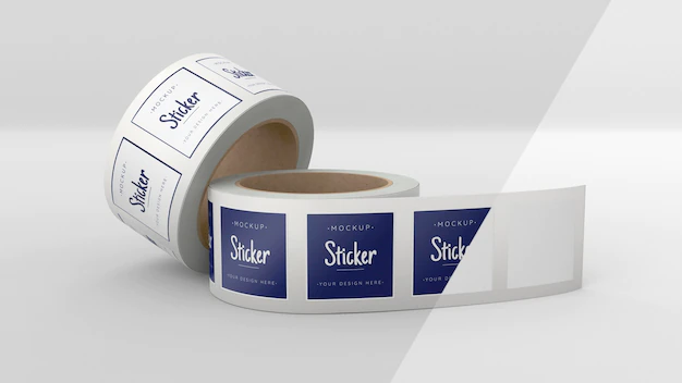 Free PSD | Sticker roll mock up