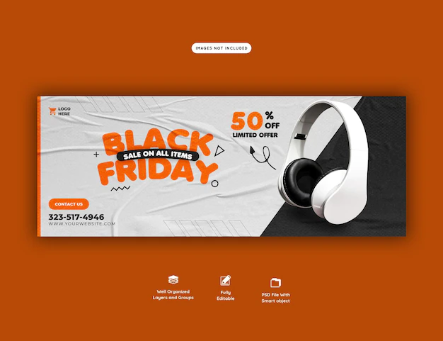 Free PSD | Black friday super sale facebook cover template