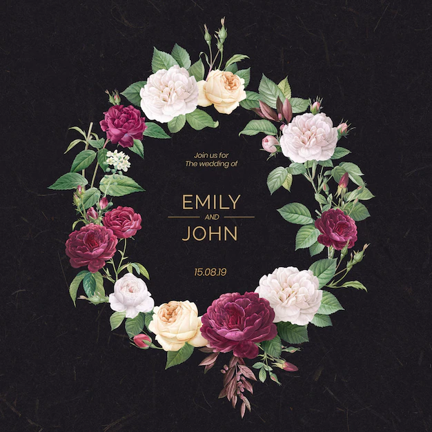 Free PSD | Floral wedding invitation