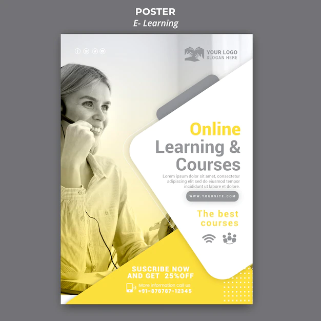 Free PSD | E learning poster template