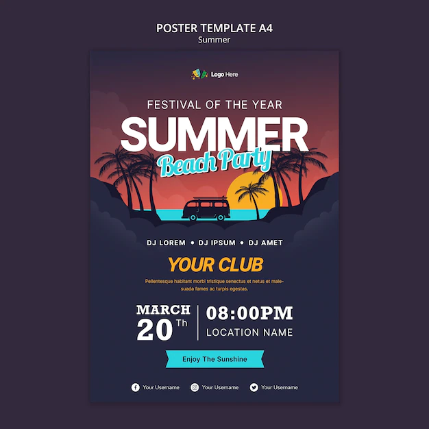 Free PSD | Summer party poster template