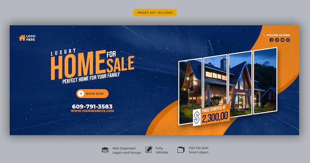 Free PSD | Real estate house property facebook cover banner template