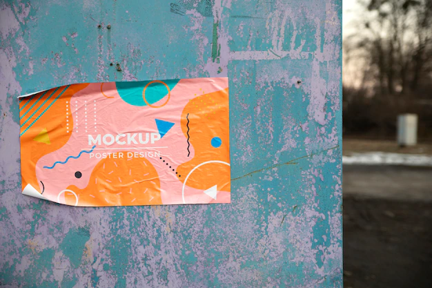 Free PSD | Horizontal poster mockup on wall