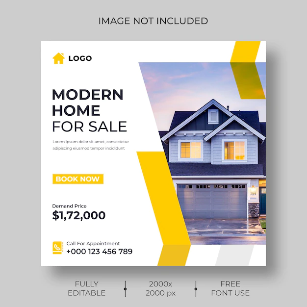 Free PSD | Real estate social media or instagram post template